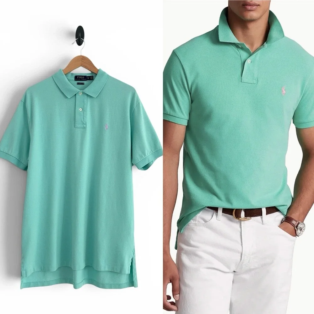 Polo by Ralph Lauren Men's XL Green Classic Fit 100% Cotton Mesh Knit Polo Shirt